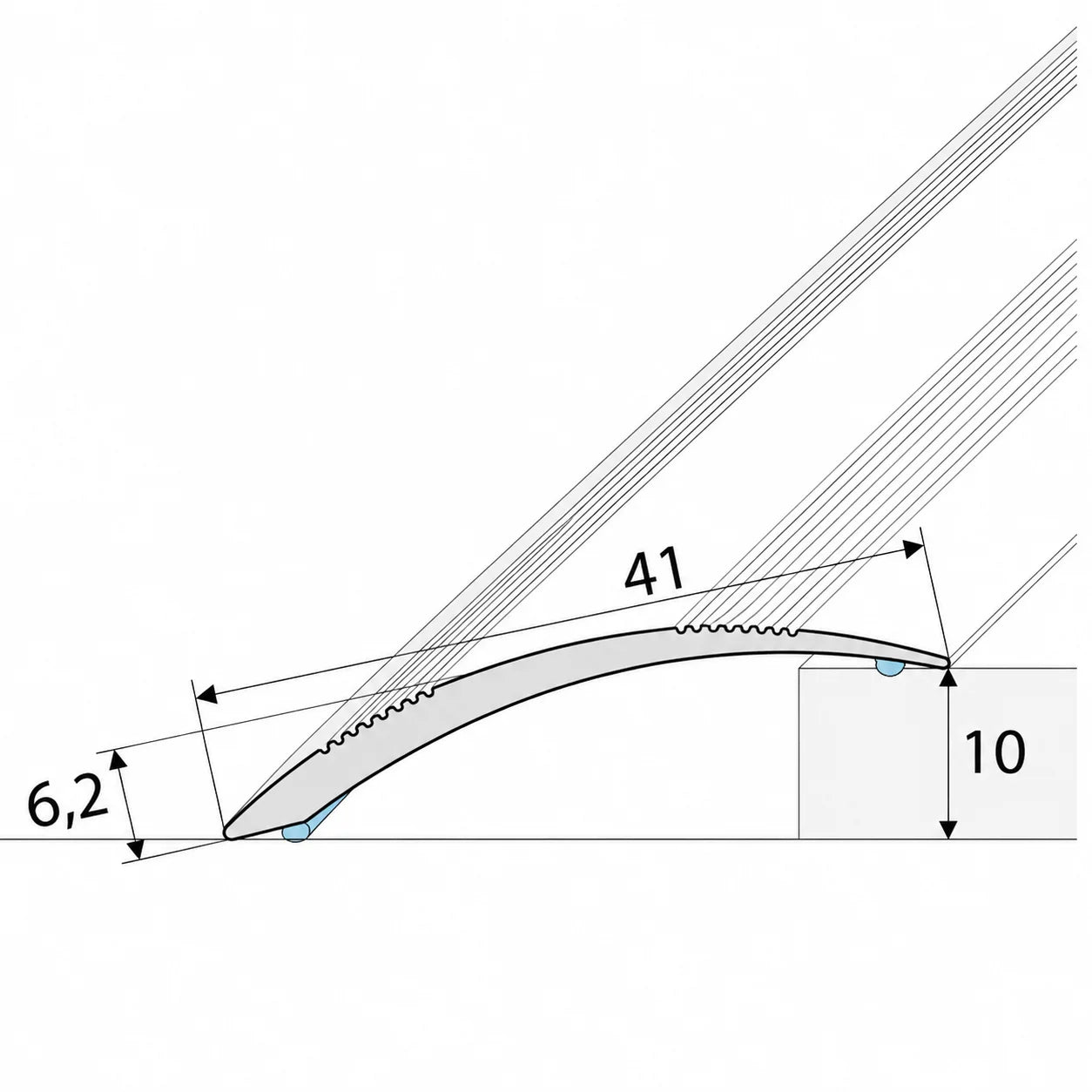Self-Adhesive Aluminium Door Threshold Technical Diagram