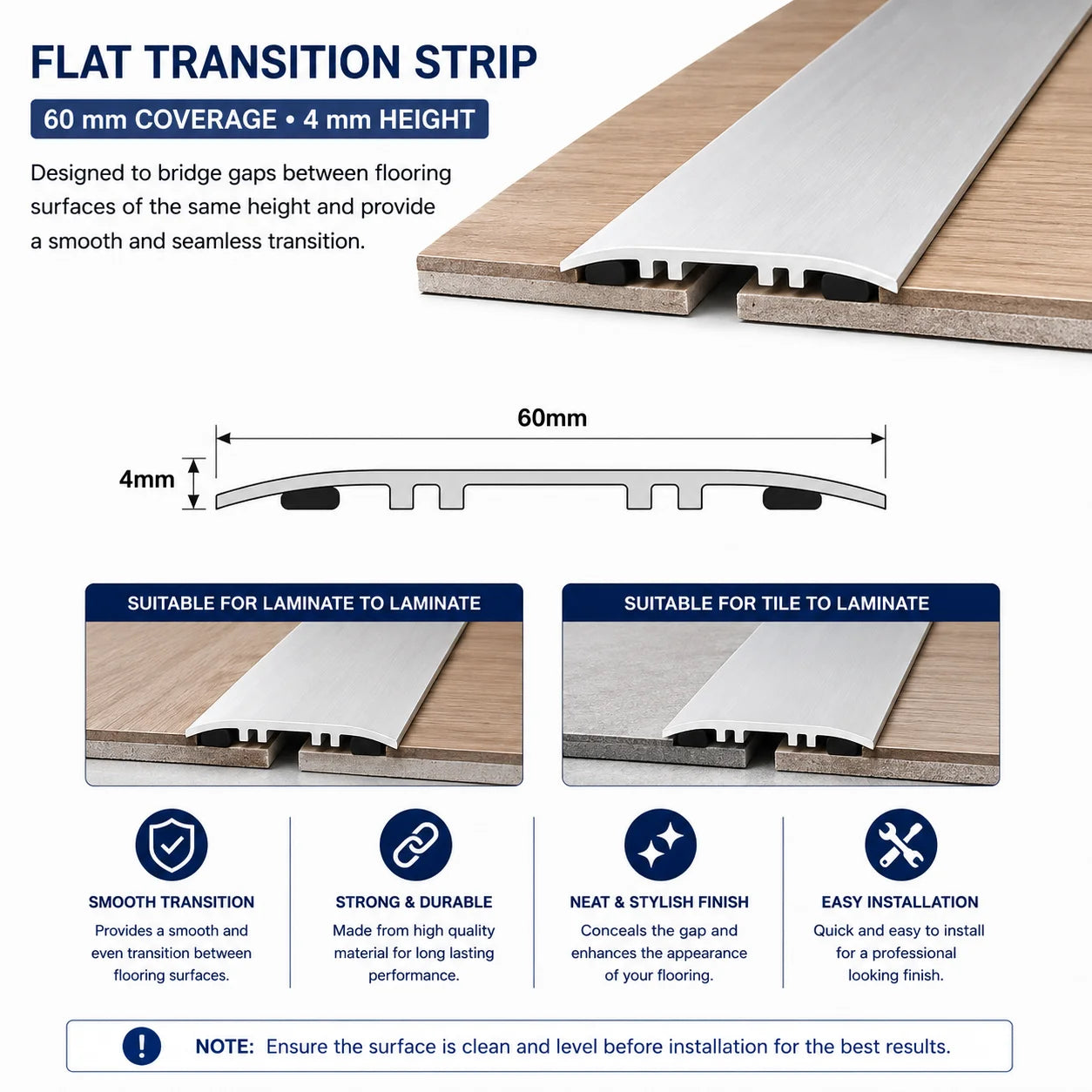 60mm Heavy-Duty Self-Adhesive Aluminium Floor Strip 2.7m Diagram