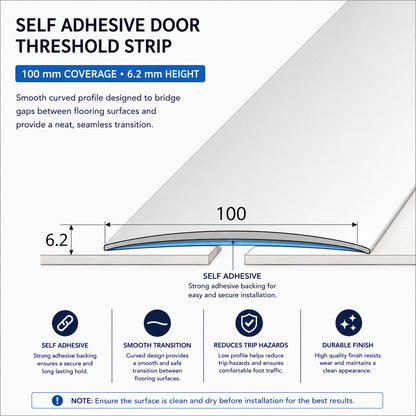 100mm Self-Adhesive Aluminium Door Threshold Strip Diagram
