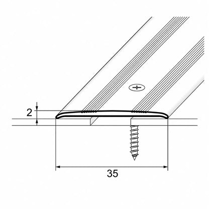 35mm Anodised Aluminium Flat Door Threshold Profile Diagram