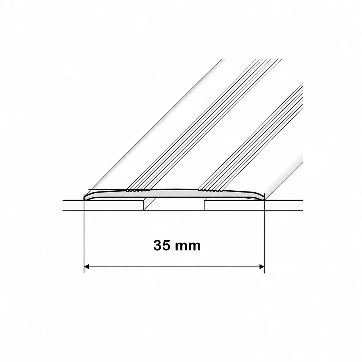 35mm Self-Adhesive Aluminium Threshold Strip 930mm Diagram