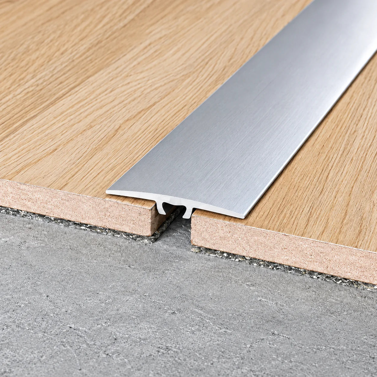  36mm screw-fix flat anodised aluminium door threshold strip for LVT flooring used diagram