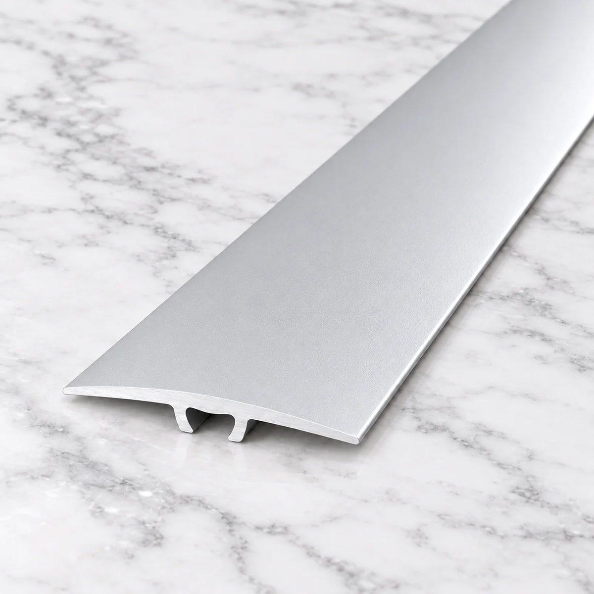 Silver 36mm screw-fix flat anodised aluminium door threshold strip for LVT flooring