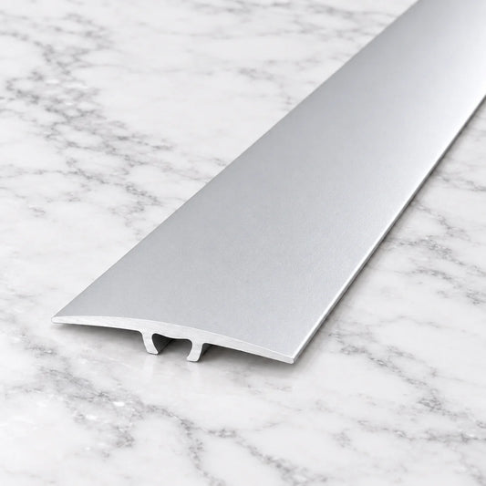 Silver 36mm screw-fix flat anodised aluminium door threshold strip for LVT flooring