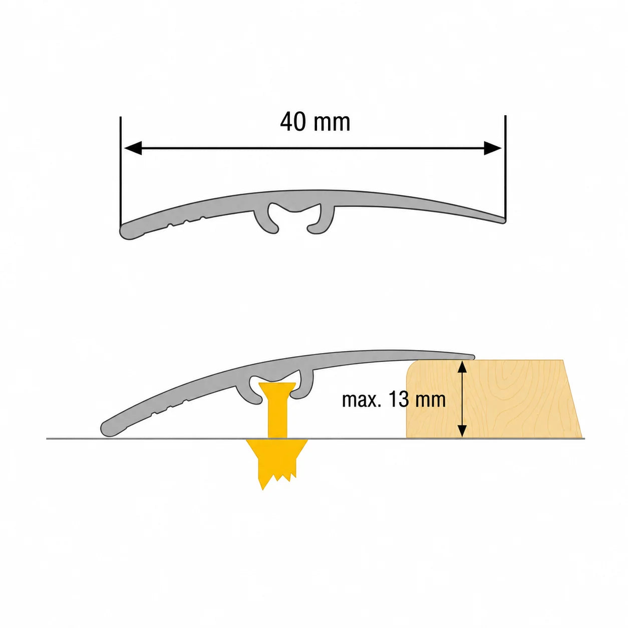 40mm uPVC Wood Effect Door Threshold Strip – 900mm Diagram