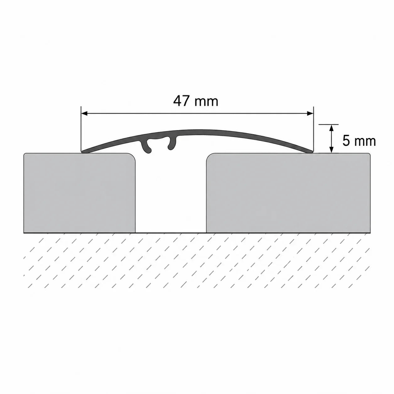 47mm Wood Effect Aluminium Threshold Strip | 930mm Diagram