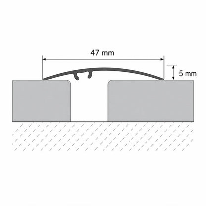 47mm Wood Effect Aluminium Threshold Strip | 930mm Diagram