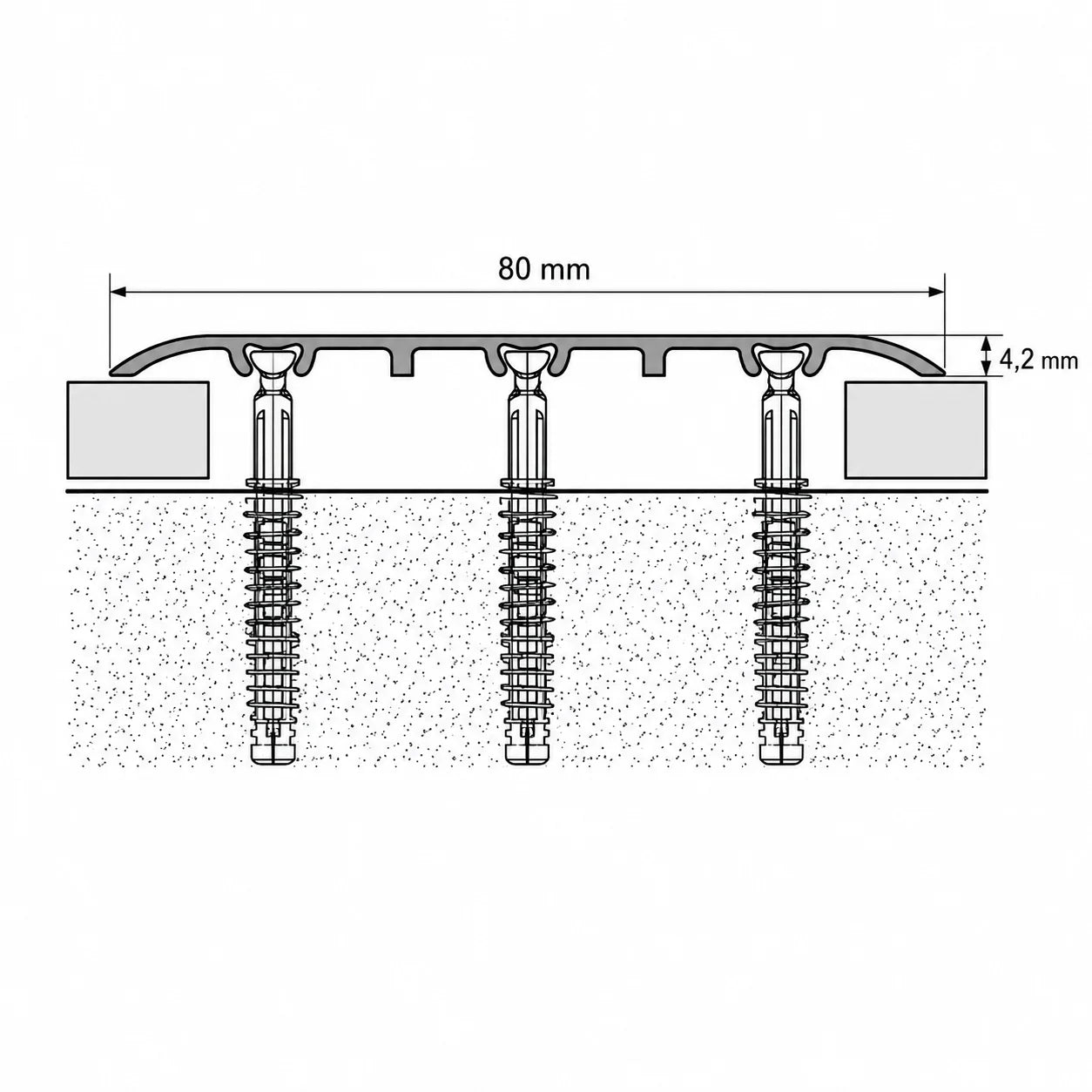 80mm Aluminium Door Threshold Strip 930mm Screw Fix Diagram