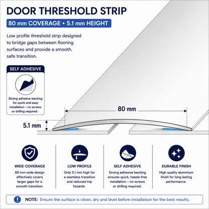 80mm Self-Adhesive Aluminium Door Threshold Strip Diagram