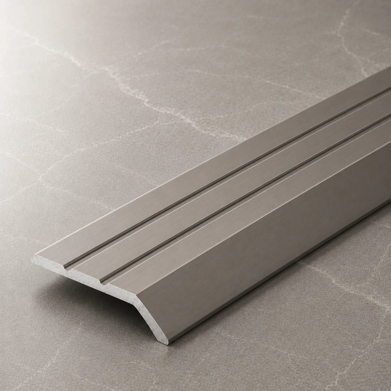 Self-Adhesive Floor Transition Ramp for Uneven Floor Levels inox color