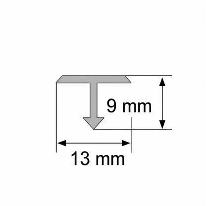 13mm Anodised Aluminium T Bar Tile Transition Profile diagram