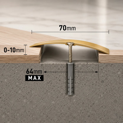 Aluminium Door Threshold Strip 70 MM x 930 MM & 1860 MM Length Anodised DT70 Diagram 