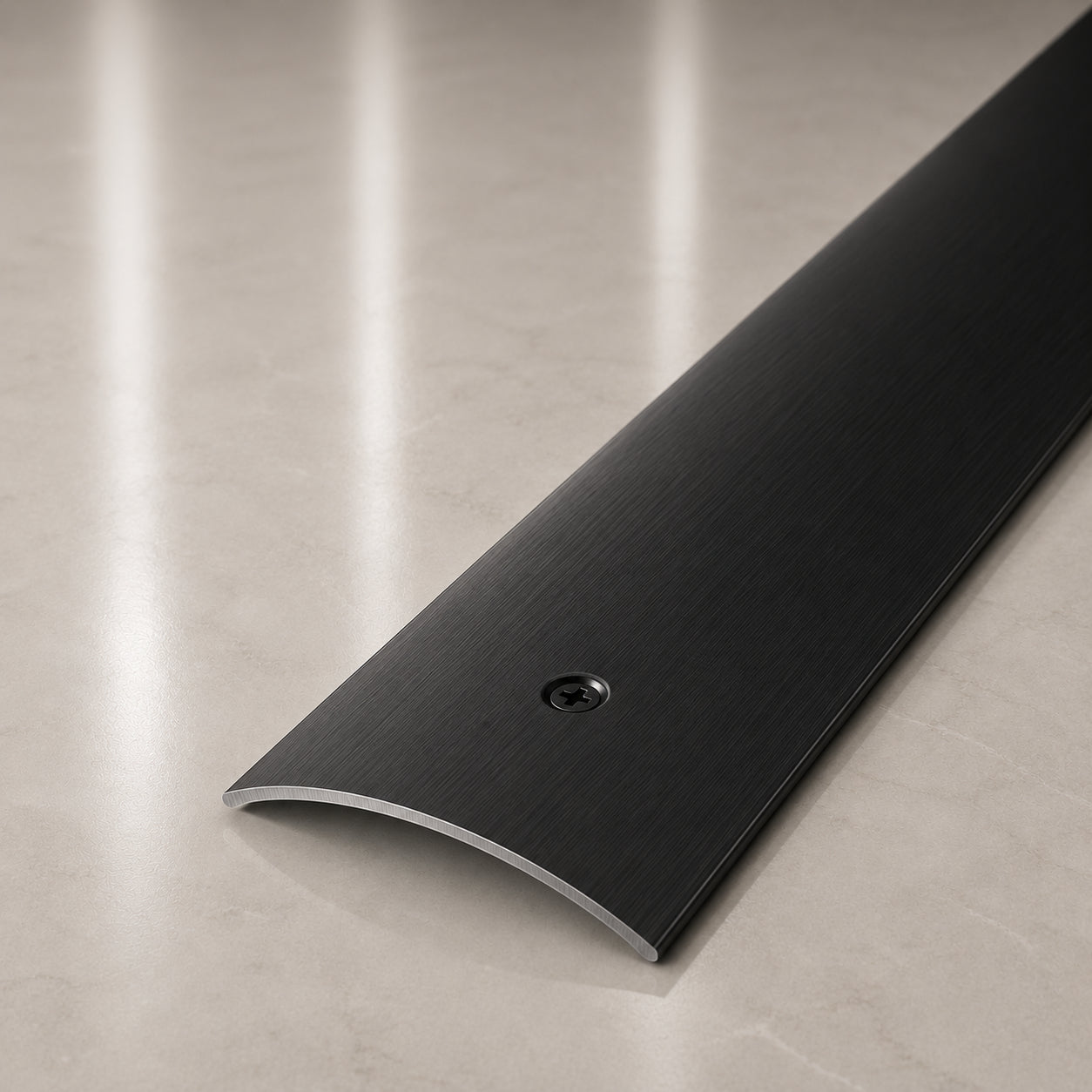 49mm Anodised Aluminium Door Threshold Strip – Floor Transition Trim with Screw Fix for Wood, Tile & Carpet In Black Color 