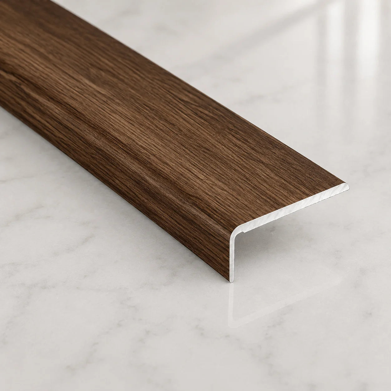 25x10mm Self-Adhesive Aluminium Floor Edge Trim Strip Wood Effect Dark Oak