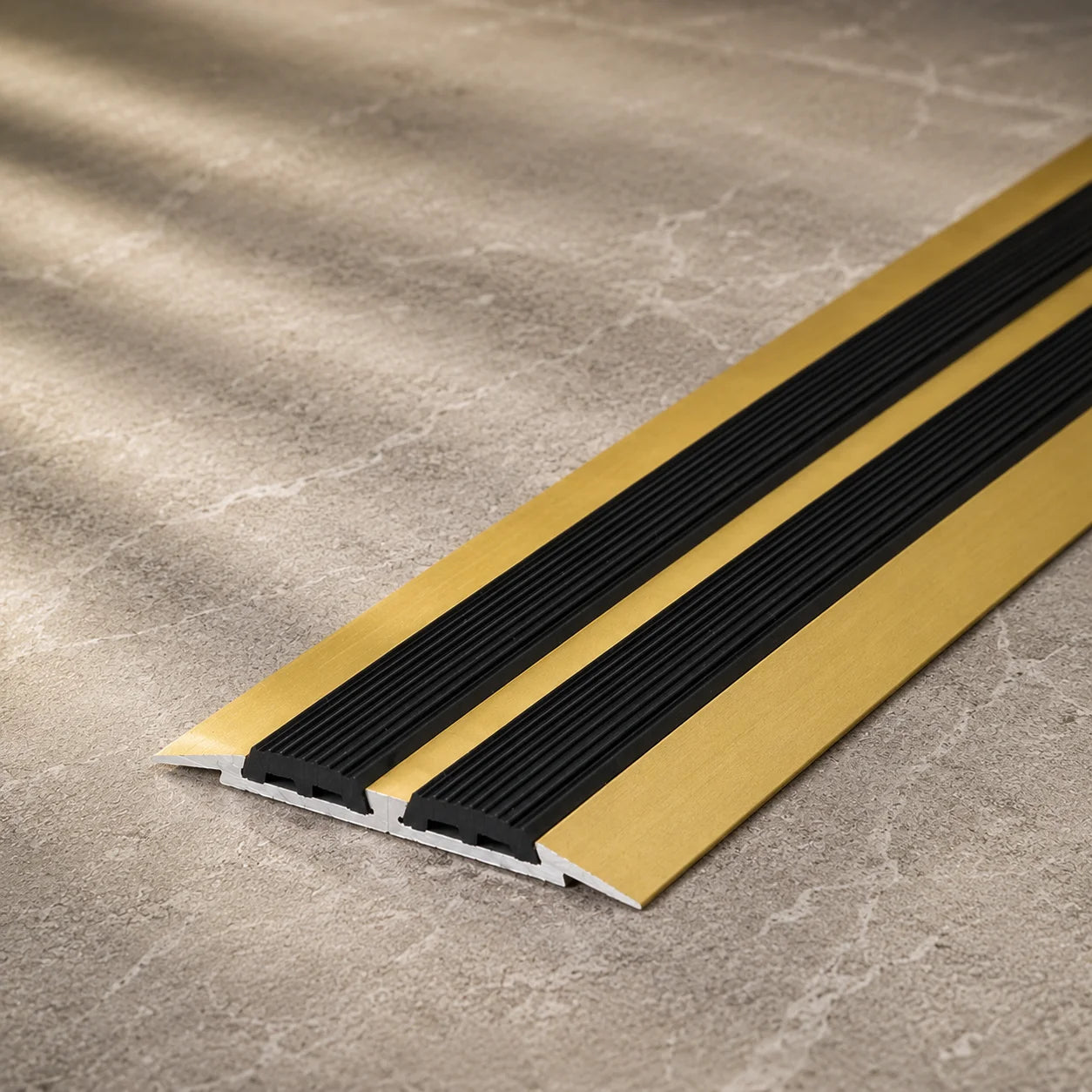 Aluminium Transition Strip with Rubber 45 MM x 1 M & 2 M In Gold Color 