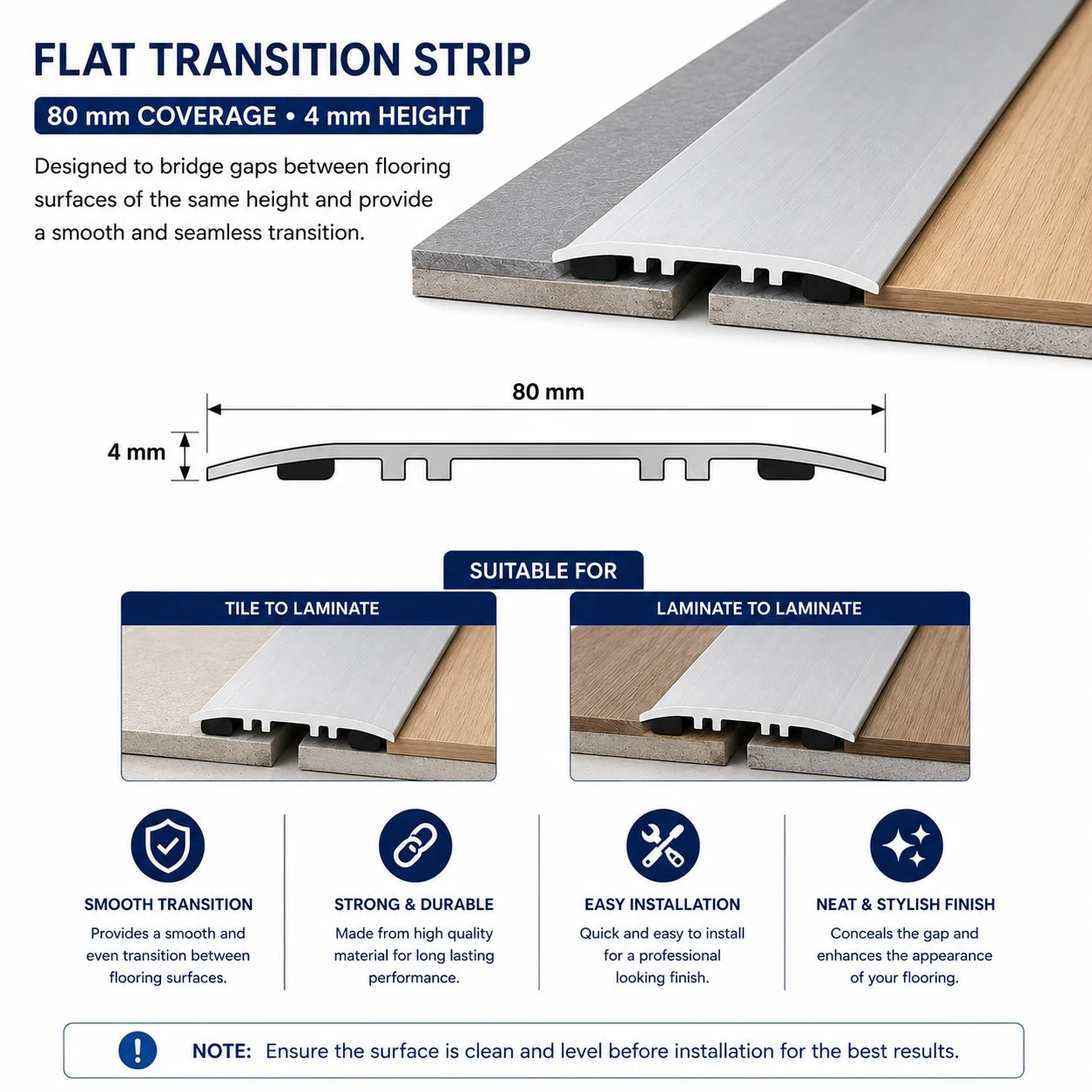80mm Heavy-Duty Self-Adhesive Aluminium Floor Strip 2.7m Diagram