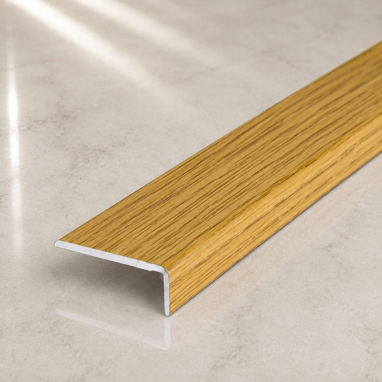 25x10mm Self-Adhesive Aluminium Floor Edge Trim Strip Wood Effect Manorial Oak