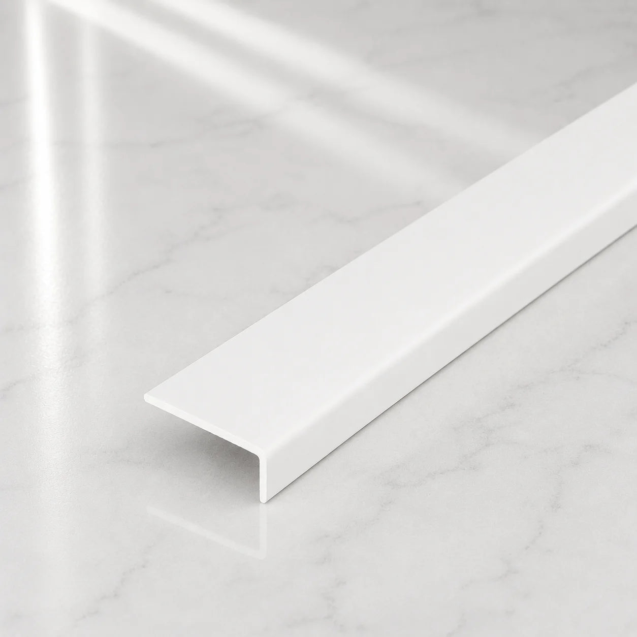 25x10mm Self-Adhesive Aluminium Floor Edge Trim Strip Wood Effect Matt White