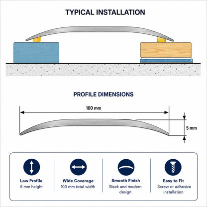 Self Adhesive Aluminium Door Threshold Strip 100 MM x 930 MM Length - DT100K Diagram