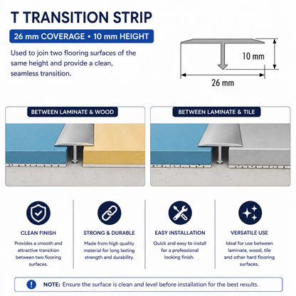 T Bar Door Threshold Aluminium Trim 13 MM 18 MM 26 MM x 1 M Length Diagram