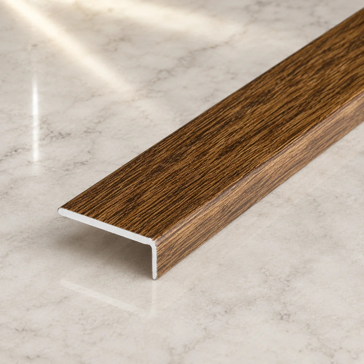 25x10mm Self-Adhesive Aluminium Floor Edge Trim Strip Wood Effect Tasmanian Oak